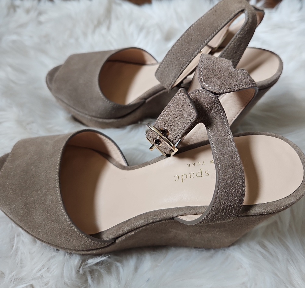 Kate Spade Tan Wedge Sandals with Ankle Strap